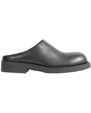 MM6 by Maison Margiela Leather Slippers - Black