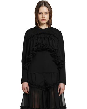 Noir Kei Ninomiya Tulle Long Sleeve T-Shirt - Black