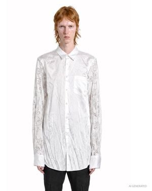 Comme des Garçons Dotted Satin And Lace Pocket Shirt - White