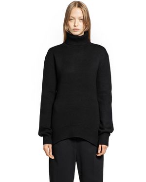 TOTEME Wool Double Knit Turtleneck Top - Black