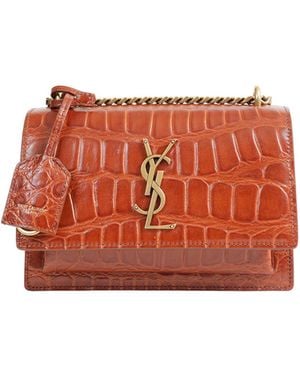 Saint Laurent Small Crocodile Sunset - Red