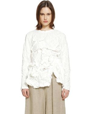 Comme des Garçons Ruffled Long Sleeve T-Shirt - White
