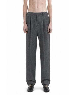 Valentino Boutonné Wool Trousers - Grey