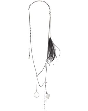 Ann Demeulemeester Afsar Beaded Necklace With Feathers - White