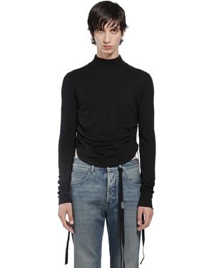 Ann Demeulemeester Lenart Wrinkled Mock Neck Top - Black