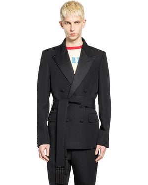 Valentino Double-Breasted Wool Blazer With Belt - Black