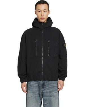 Stone Island 1200011 Cotton Ripstop Hooded Overshirt - Black