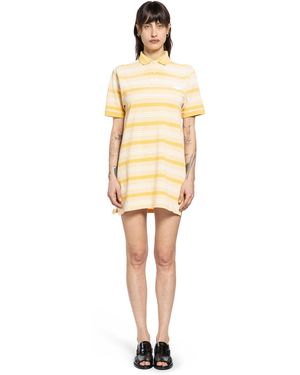 Prada Striped Cotton Piqué Polo Mini Dres - Yellow