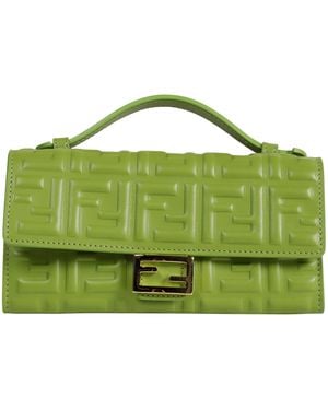 Fendi Baguette Continental With Chain - Green