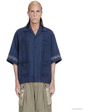 Kapital Frenchclothlinen Lax Cuba Shirt - Blue