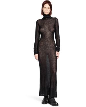 Yehuafan Mohair Turtleneck Dress - Black