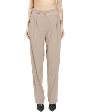 Nensi Dojaka Tailored Trousers With Tulle Inserts - Natural
