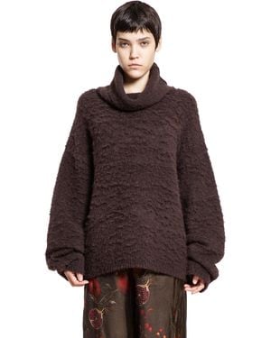 Uma Wang High-Neck Top - Brown