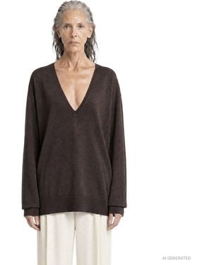 TOTEME Fine V-Neck Sweater - Black