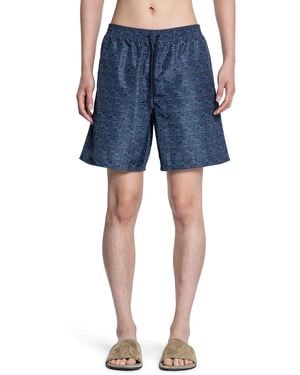 Fendi Denim-effect Ff Nylon Swim Shorts - Blue