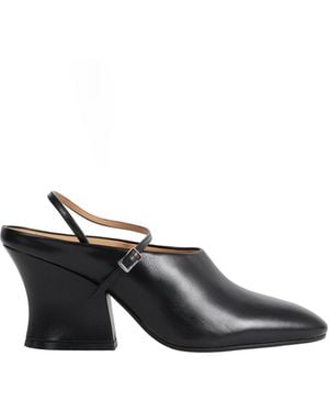 Jil Sander Leather Block Heel Mules - Black