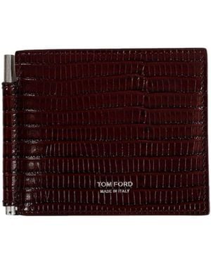 Tom Ford Printed Tejus Money Clip Wallet - Purple