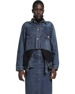 Sacai Denim X Wool Knit Jacket - Blue
