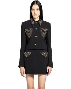 Versace Studded Wool Crop Jacket - Black