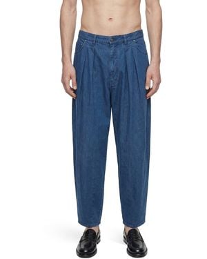 Hed Mayner Pleated Denim Trousers - Blue