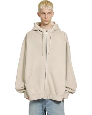 Maison Margiela Numeric Logo Zip-Up Hoodie - Natural