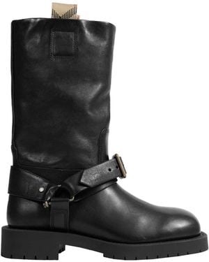 Burberry Soft Saddle Low Boots - Black