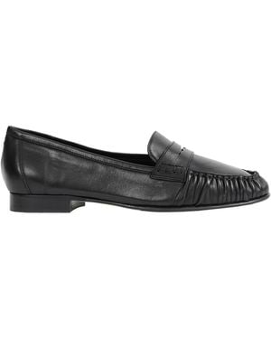 Aeyde Aldous Ruched Penny-Slot Loafers - Black