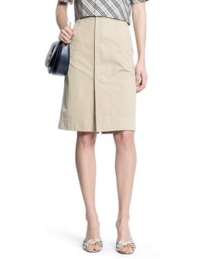 Burberry Cotton Midi Skirt - Natural