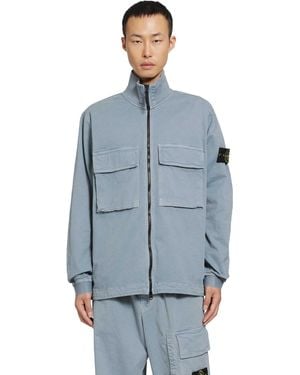 Stone Island 1200024 Zip-Up Overshirt - Blue