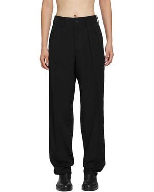 Yohji Yamamoto Suit Gabardine-Tuck Trousers - Black