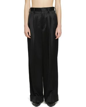 Junya Watanabe Pleated Satin Pants - Black