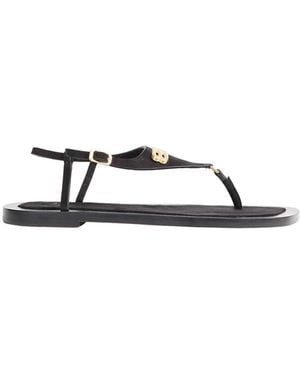 Balenciaga Riva Logo-Plaque Sandals - Black