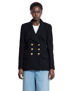 Chloé Double-breasted Blazer In Wool Bouclette - Black