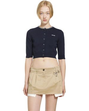 Miu Miu Cotton Cropped Cardigan - Blue