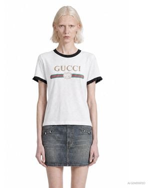 Gucci Interlocking G Ringer T-Shirt - Gray