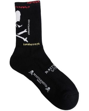 MASTERMIND WORLD Mv Stitch Ribbed Knit Socks - Black