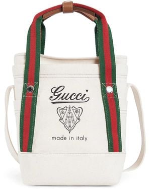 Gucci Medium Printed Canvas Bag With Web - White