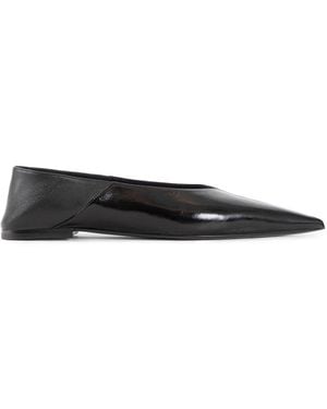 Saint Laurent Carolyn Leather Ballet Flats - Black