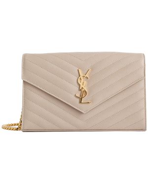 Saint Laurent Cassandre Chain Wallet - Natural