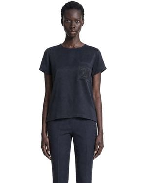 Max Mara Crepe De Chine Pocket T-Shirt - Blue