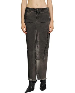 Rick Owens Tower Denim Sliced Skirt - Black
