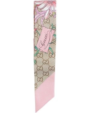 Gucci Gg Flora Silk Scarf - Pink