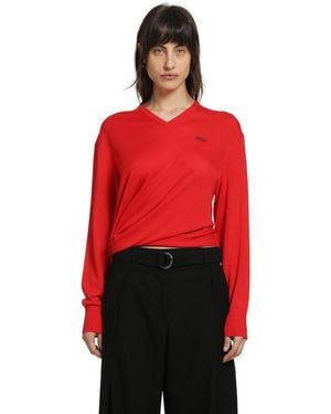 Loewe Draped Wool Jumper - Red