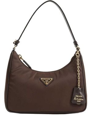 Prada Re-Edition 2005 Re-Nylon And Saffiano Bag - Brown