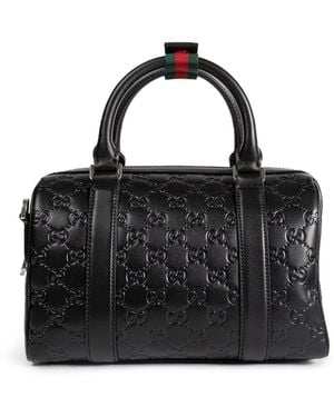 Gucci Gg Emblem Small Leather Duffle Bag - Black