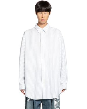 Hed Mayner Cotton Poplin Pinstriped Oversized Shirt - White