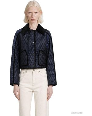 Burberry Cropped Quilted Nylon Floriston Jacket - Blue