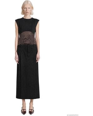 Marni Contrast Wool And Satin Dress - Black