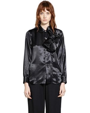 Cdg/cdg Shiny Satin Bowtie Shirt - Black
