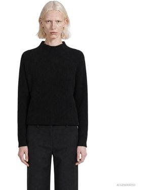 Max Mara Wool Cashmere Mock Neck Jumper - Black
